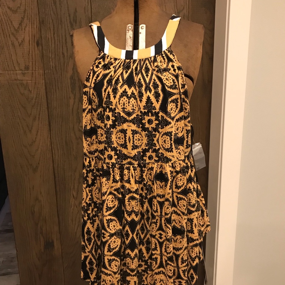 Free people Women's Patterned Tank Top - Black and gold